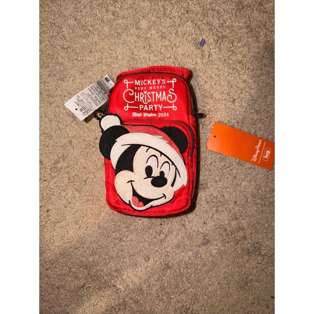 Disney parks Lug Mickey Mouse Merry Christmas party new red crossbody bag purse